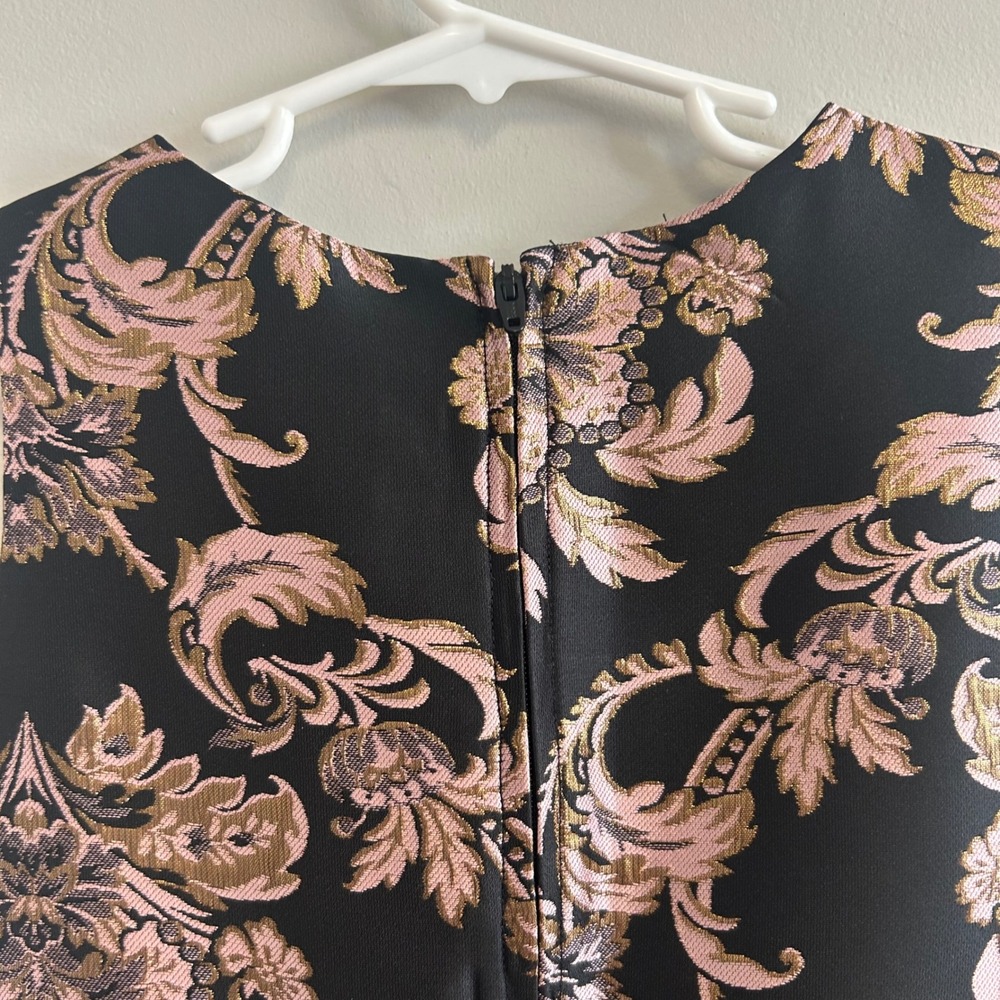 Childrens‎ Place Black Gold Floral Brocade Dress Party Holiday Occasion Size 5 - Picture 5 of 6